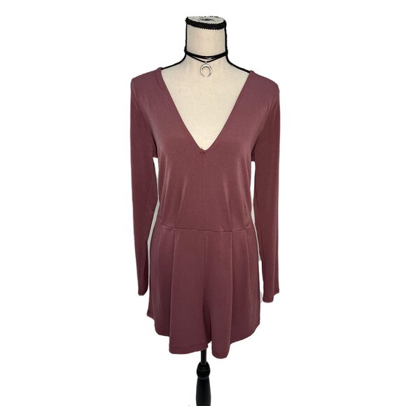 Forever 21 Romper | Long Sleeve, Plus Size, Mauve - Picture 2 of 13